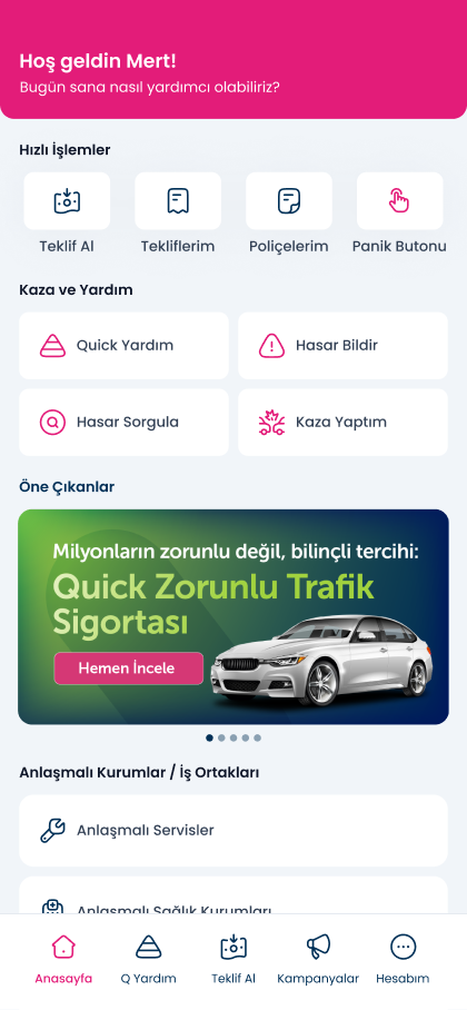 Quick Sigorta Mobil Uygulama